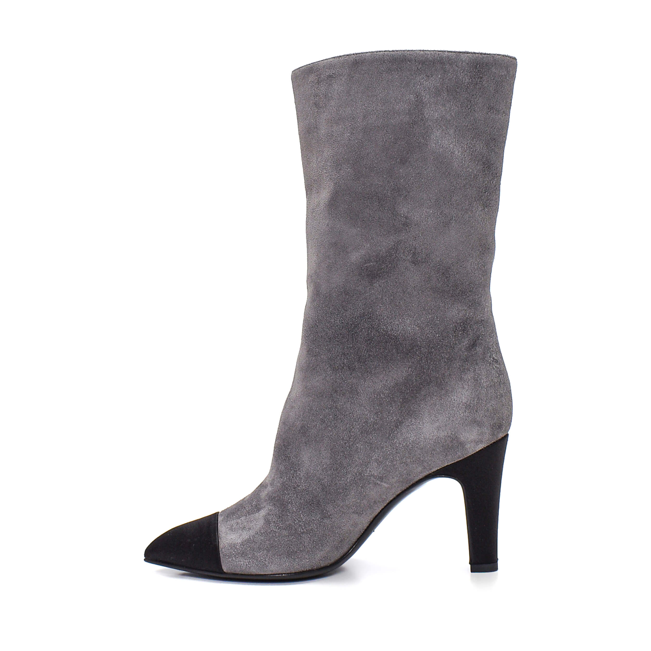 Chanel - Grey Suede Gabriel Booties